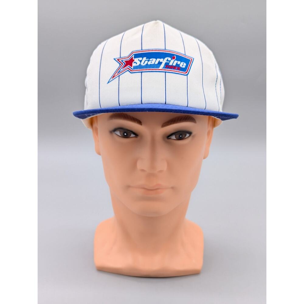 K-Products Vintage Starfire Tires White Pinstriped USA Snapback Trucker Hat Cap